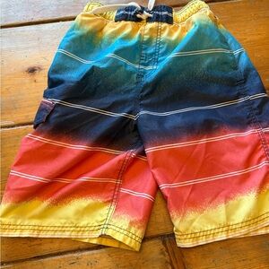 Kanu Surf | Gradient Swim Shorts | Black Red Yellow | Kids M (10/12)